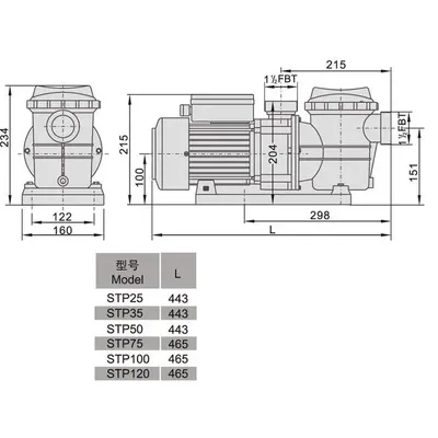 Pool Pump STP75 0.75HP/220V