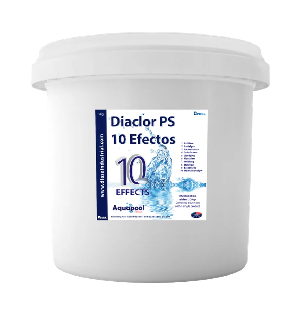 Комбинированные таблетки 10 в 1 Diaclor PS 10 Efectos ATC, 200 г (5 кг)