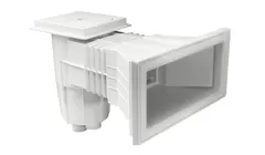 Skimmer 15L cu gura larga (Wide Mouth) pentru piscine cu liner sau membrane PVC. Gura: 371 x 154 mm. Debit recomandat: 150-200 l/min. Fabric