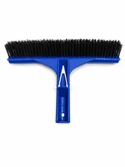 Perie albastră de 25 cm cu peri metalici rigizi și clemă albă de fixare rapidă tip V, pe fundal alb.